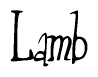 The image contains the word 'Lamb' written in a cursive, stylized font.