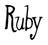 The image is of the word Ruby stylized in a cursive script.