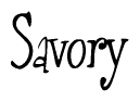 The image is a stylized text or script that reads 'Savory' in a cursive or calligraphic font.