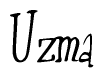The image is of the word Uzma stylized in a cursive script.