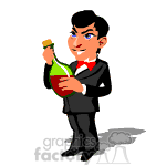 Server holding a bottle of wine