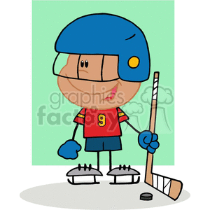 kid hockey player holding a stick