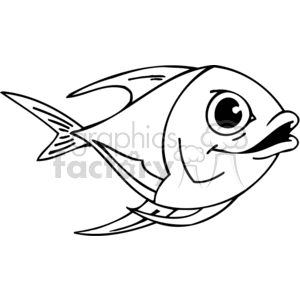The clipart image features a stylized, cartoon-like fish. The fish appears to have a humorous expression, with a large, prominent eye, a smiling mouth, and a playful posture that suggests movement or personality.