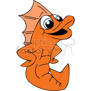 The clipart image shows a cartoon fish with exaggerated, humorous features. It has large, bulging eyes, a silly expression, and a big fin on its back. The fish appears to be orange with a lighter orange belly and has a funny and surprised look.
