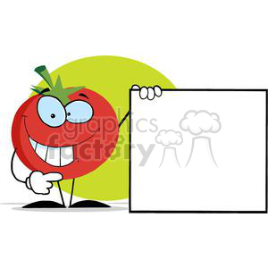2888-Red-Tomato-Cartoon-Character-Presenting-A-Blank-Sign