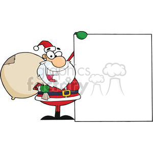 3017-Christmas-Santa-Clause-Presenting-A-Blank-Sign