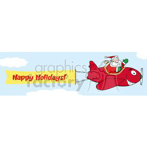 3811-Santa-Flying-With-Christmas-Plane-AndA-Blank-Banner-Attached