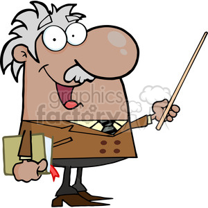 12830 RF Clipart Illustration African American Professor Holding A Pointer