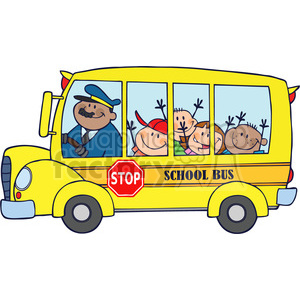 5047-Clipart-Illustration-of-School-Bus-With-Happy-Children