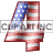 This animated gif is the number 4 , with the USA's flag as its background. The flag is waving, but the number remains still