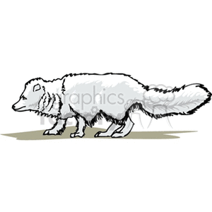 The image shows a clipart of a stylized white fox likely intended to represent an Arctic fox, which is adapted to living in cold environments such as ice and snow regions.