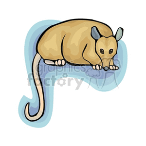 The clipart image shows a stylized representation of a possum. The possum is depicted with a beige body, a long curling tail, and noticeable ears. 
