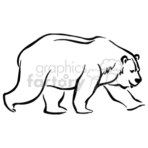 The clipart image shows a cartoon a grizzly bear, walking on all fours to the right. It could also be a polar bear as they have a similar build and shape