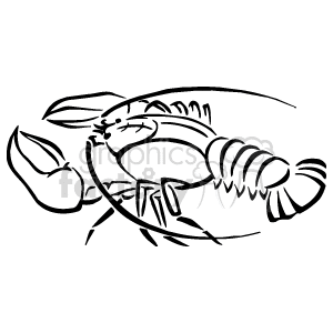 A line drawing of a lobster. It appears to have a plate underneath it, so could also be in a restaurant as a dish