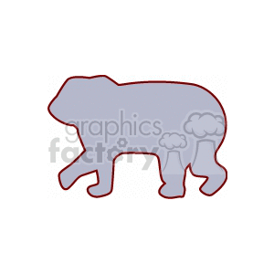 The clipart image shows a simple silhouette of a bear. It is a stylized representation with a red outline and a solid fill that appears to be a shade of gray or blue.