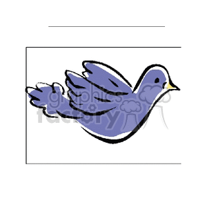 The image depicts a simplified, stylized representation of a blue bird in flight. It resembles a dove, which is often a symbol of peace.