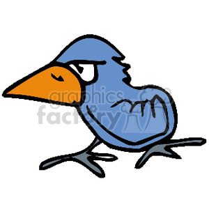 Angry cartoon blue bird
