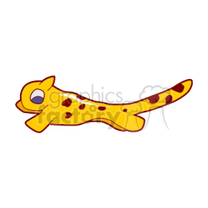 The image shows a stylized cartoon representation of a yellow feline creature, resembling a cheetah or leopard, characterized by its spotted coat and streamlined body that suggests speed or agility. The style is simplistic and appears suitable for children's media or animations.