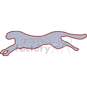 The image shows a simplified silhouette of a large cat, which appears to represent either a leopard or a cheetah in full stride. The silhouette is minimalistic, capturing the essence of the animal's form and movement without detailed features.