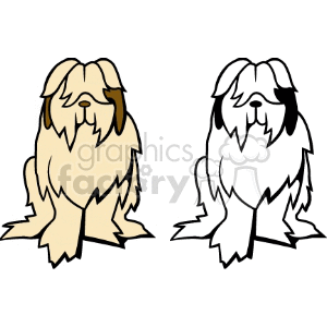 The clipart image features two cartoon representations of sheepdogs. These dogs are characterized by their shaggy fur and drooping ears.