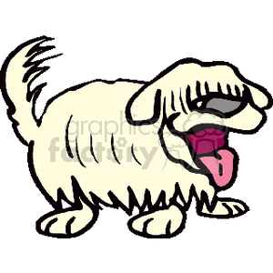 The clipart image shows a stylized depiction of a sheepdog. The sheepdog appears to be panting or smiling with its tongue out, and it has shaggy fur.