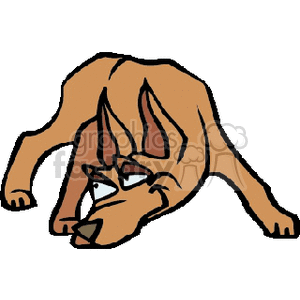 The image shows a cartoon version of a dingo, which is a type of wild dog typically found in Australia. The dingo is depicted in a lying down position.
