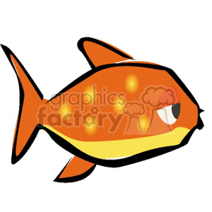The image is a colorful clipart illustration of a fish. It displays a side profile of a fish with an orange body, yellow spots, a yellow underbelly, and a prominent eye. The fish appears to be in a simplistic cartoon style suitable for a variety of educational or entertainment purposes.