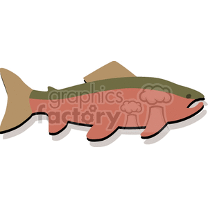 The image shows a stylized clipart representation of a fish. The fish appears to be a freshwater species, with a mix of green and red-pink tones on its body and a yellow-brownish tail.