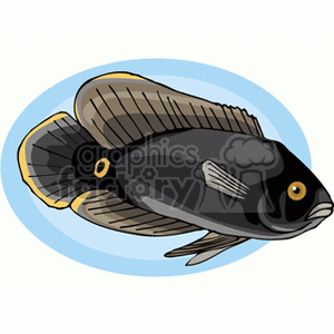 The clipart image depicts a stylized fish with features commonly associated with tropical or exotic fish species, such as distinct coloration and prominent fins.