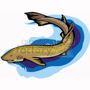 The clipart image features a stylized illustration of a fish, resembling an eel, with a long, slender body swimming in water.