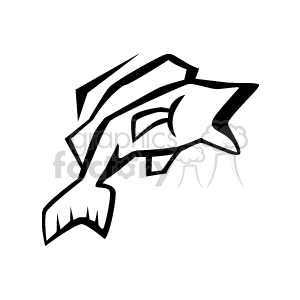 The image is a simplified black and white clipart of a fish. It has a stylized appearance with bold lines and angular edges, giving it a dynamic and somewhat abstract look.