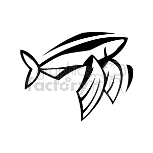 This clipart image features a stylized representation of fish. There are two fish depicted with simple lines and curves, creating an abstract and artistic portrayal.