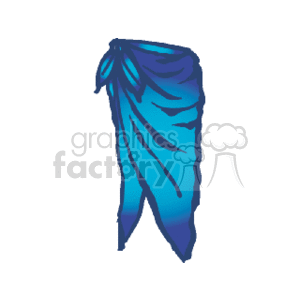The clipart image features a stylized blue dress or garment with flowing lines and a decorative knot-like detail at the top, giving it a sense of movement and elegance.
