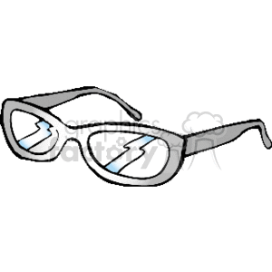The image depicts a pair of reading glasses. The glasses have a gray frame and reflective lenses, suggesting they might be made of glass or a similar reflective material.