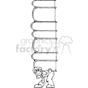 The clipart image displays a stylized border or frame composed of a huge stack of books with the spine of the books facing forward, arranged in a vertical column. At the bottom of this column, there's a cartoon of a boy who appears to be struggling to carry or balance the stacked  books 