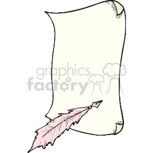 The clipart image shows a blank curled piece of paper with a quill pen lying next to it, giving the impression of a traditional way of writing. 