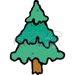 The image depicts a simple, stylized illustration of a green pine tree, commonly associated with Christmas or the holiday season. Its design is cartoonish with a textured appearance, featuring a color gradient on the foliage and a basic trunk at the bottom.