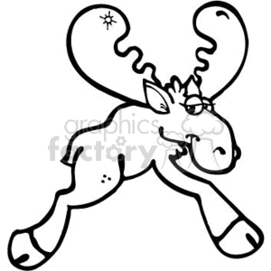 The clipart image features a cartoon moose with exaggerated, large antlers decorated with a single snowflake symbol. The moose appears to be in a playful pose, projecting a whimsical and festive vibe.