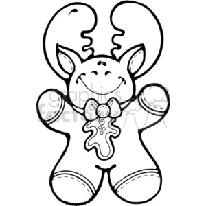 The clipart image shows a cartoon moose with a cheerful expression. The moose has large, stylized antlers, and the image has a simple, black and white line art style typically used for coloring activities.
