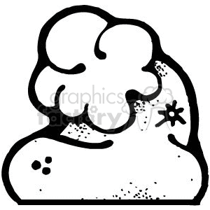 The clipart image depicts a stylized representation of a Santa Claus hat. It is a simple, black and white illustration, featuring the distinctive fluffy rim and pompom that are commonly associated with a Santa hat. 