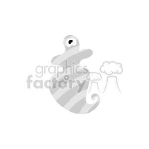 The image contains a cartoon representation of a ghost. The ghost appears to have a whimsical or cute style, with a swirling tail and one visible eye, giving it a playful and friendly look that's commonly associated with Halloween decorations or themes.