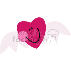 The clipart image depicts a stylized heart with a friendly face and two angel wings, suggesting the theme of love. The heart is pink, with its wings also in a lighter shade of pink, placed against a plain background.