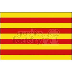 The image shows a flag with horizontal stripes alternating between yellow and red. This flag is known as the Senyera, which is a historical and cultural symbol in the regions of Catalonia, Aragon, Valencia, the Balearic Islands, Roussillon, and Alghero. It is one of the oldest flags in Europe that is still in use.
