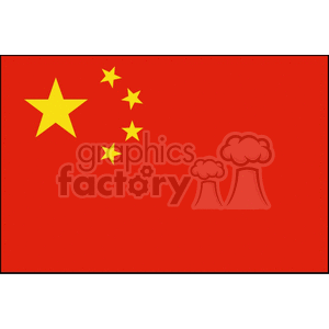 The image depicts the national flag of China. The flag has a red background with one large yellow star and four smaller yellow stars arranged in a semicircular pattern to its right.