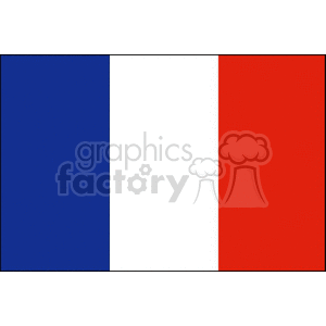 This clipart image depicts the national flag of France, also known as the Tricolor or French Tricolour, which consists of three vertical bands of equal width, colored blue, white, and red, from left to right.