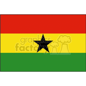 This clipart image shows the national flag of Ghana. It has three horizontal stripes in red, yellow, and green, with a black five-pointed star in the center of the yellow stripe.