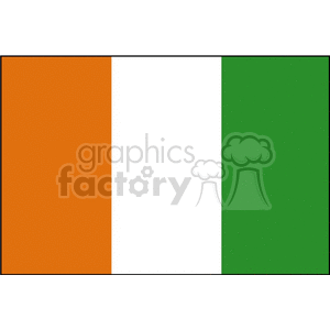 The image is a clipart depiction of the national flag of Côte d'Ivoire (Ivory Coast). It features three vertical bands of color: orange on the left, white in the middle, and green on the right.
