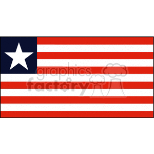 The image is a simple graphic representation of the national flag of Liberia, featuring horizontal red and white stripes and a blue square in the upper left corner containing a single white star.