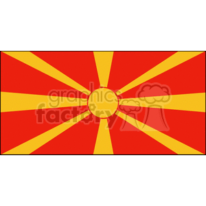 This clipart image features the national flag of North Macedonia. The flag has a red field with a stylized yellow sun at its center, with eight extending rays that stretch to the edges of the flag.