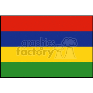 The clipart image features the national flag of Mauritius. The flag has four horizontal stripes of different colors: red on top, followed by blue, then yellow, and green at the bottom.